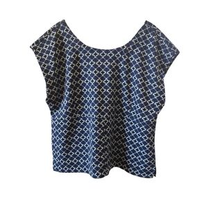 Anthropologie‎ Navy and White Patterned Blouse